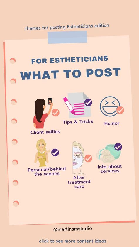 What should you post? You have so many social media content ideas but don’t know where to start. Break it down. Find 5-10 content categories and create your own social media content strategy.Your esthetician business will glow up. Esthetician marketing on social media is solved. Read full blog post. If you need help with social media, DM me. #socialmediatips #socialmediasecrets #smallbusinesstipsmarketing #estheticianmarketingsmallbusiness Content Ideas For Spa, Esthetician Social Media Post Ideas, Spa Marketing Social Media, Skincare Social Media Content, Spa Promotion Ideas Social Media, How To Start Esthetician Business, Medspa Marketing Social Media, Marketing Ideas For Skincare, Skin Content Ideas