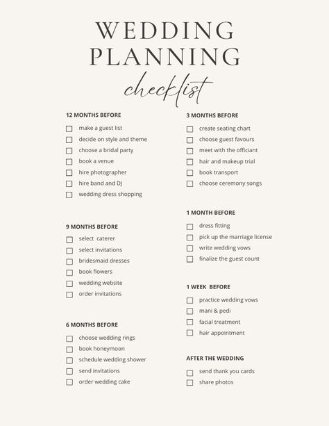 I know how much goes into a wedding (even a smaller, more intimate wedding) & it can be a lot of work. But it can be overwhelming to know where to start! This wedding planning checklist is long & it doesn’t cover absolutely everything but it will be helpful to refer back to during your wedding planning journey. This checklist will help you know where to start & how to plan your wedding & get you on the right track! Wedding How To Plan, Everything You Need To Know About Planning A Wedding, Wedding Planning Timeline 8 Months, Cheap Wedding Checklist, Minimalist Wedding Checklist, Wedding Where To Start, Home Wedding Checklist, Month Of Wedding Checklist, How To Plan For A Wedding