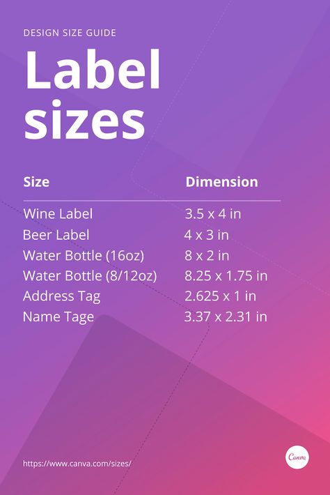 Even without design experience or the help of a designer, you design a label you’ll love. With the right dimensions, content, and look, you’ll be able to impress people more than you think. Learn more about label sizes with our design size guide. Logo Size Guide, Canva Labels, Color Design Inspiration, Personal Things, Design Basics, Design Theory, Learning Graphic Design, Web Design Tips, Graphic Design Tools