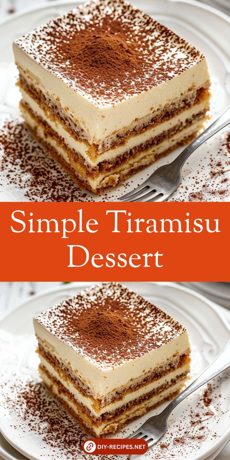 Make a Simple Tiramisu Dessert with this easy-to-follow recipe. A crowd-pleaser for any event! #SimpleDesserts #Tiramisu Tiramisu Sheet Cake Recipe, Tiramisu For A Crowd, Tiramisu Without Ladyfingers, Tarimisu Recipe Easy, Tiramisu Recipe Without Ladyfingers, Terimasu Recipe Easy, Tiramisu Poppers, Easy Tiramisu Recipe Simple, Mexican Tiramisu