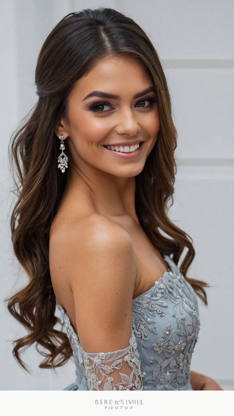 Lock It In: 15 Creative Bridesmaid Hairstyle Ideas for Every Hair Length** ** 39 Maid Of Honor Down Hairstyles, Hair Down Braids On Side, Bridesmaid Hairstyle With Headband, Shoulder Length Hair Bridesmaid Styles, Half Hair Pulled Back, Wedding Hair Down Center Part, Wedding Hair Inspiration Ponytail, Bridesmaid Hairstyles Half Up Half Down Black Hair, Medium Length Wedding Hairstyles Down