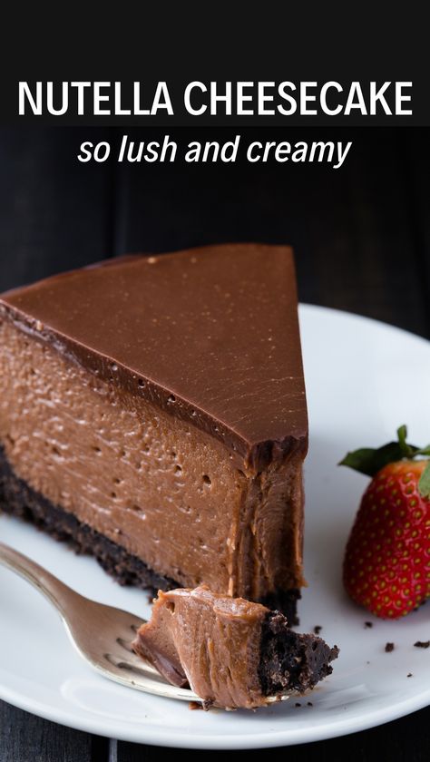 Nutella Cheesecake Recipes, Gourmet Bakery, Nutella Cheesecake, Chocolate Cheesecake Recipes, Baked Cheesecake Recipe, Cheesecake Cake, Nutella Recipes, Chocolate Cheesecake, Savoury Cake