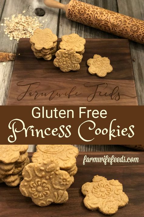 Gluten Free Princess Cookies - The Farmwife Feeds Molded Cookie Recipe, Gluten Free Cookies Easy, Best Gluten Free Cookies, Vegan Gluten Free Cookies, Best Oatmeal Cookies, Cut Out Cookie Recipe, Gluten Free Gingerbread, Princess Cookies, Gluten Free Cookie Recipes