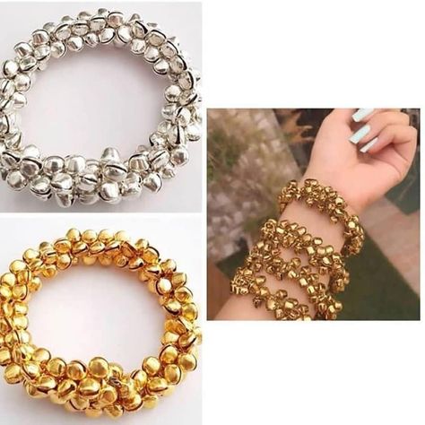 Ghungroo bracelet bangle pair @199/- #ghungroos #bracelets Mehandi Dress, Rich And Classy, Designer Bangles, Bridal Chura, Charm Bracelet Silver, Hand Fashion, Gold Necklace Indian Bridal Jewelry, Silver Jewellery Indian, Traditional Jewellery