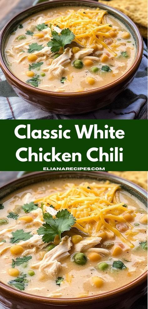 In need of quick chicken meals? Classic White Chicken Chili is an easy chili recipe perfect for any occasion. Whether as a crockpot or instant pot meal, this white chicken chili is a must-try. White Chicken Chili Cooking Classy, Non Spicy White Chicken Chili, White Chicken Chili Crockpot Recipes Pioneer Woman, White Chicken Chili With Beer, White Meat Chicken Chili, White Lighting Chicken Chili, White Chili With Rotisserie Chicken, White Chicken Chili With Tomatillos, Bushes White Chicken Chili Recipe