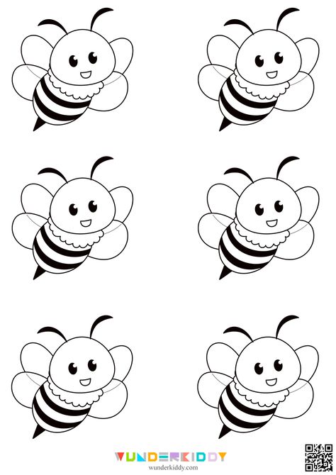 Nice Bee Templates, printable on WUNDERKIDDY for free, are meant to develop imagination, creativity, and fine motor skills by children at preschool age. In the set there are printable bee templates that can be used in kindergarten or at home as game elements, indoor decoration or handicrafts. Let your child choose a bee that he/she likes and help to cut out printable bee templates along the outline. Then ask your child to color the bee by his/her preference and decorate a room. Instead of usu... Bumble Bee Free Printables, Bees Template Free Printables, Printable Bee Images, Printable Bee Template, Free Printable Bees, Free Printable Bee Template, Bumble Bee Template Free Printable, Bee Activities For Preschool Free Printables, Bumble Bee Coloring Page