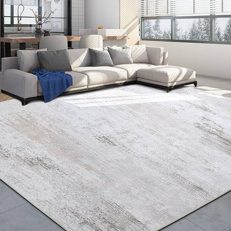 Amazon.com: BALAPET 10x14 Modern Abstract Area Rug for Living Room Bedroom, Large Machine Washable Boho Floor Carpet with Non-Slip Backing for Indoor Office Dining Room, Home Deco Non-Shedding, Sandy : Home & Kitchen Cream Rug Living Room Grey Couch, Rugs For Modern Living Room, Living Room Inspiration Rugs, Light Gray Rugs, Area Rug For Beige Couch, Modern Rugs Bedroom, Fluffy Rugs In Living Room, Rug For Grey Couch Living Rooms, Rugs In Living Room Minimalist