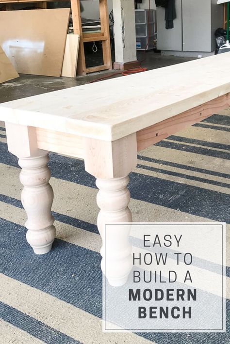 Easy DIY bench tutorial. How to build a modern farmhouse bench for your entryway, dining room, bedroom or great for outdoors too! Build A Farmhouse, Farmhouse Bench Diy, Farm House Dining Room, Build A Table, Diy Dining Room, Farmhouse Bench, Diy Farmhouse Table, Diy Dining, Build Floating Shelves