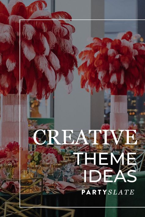 Every party needs a creative theme. Our theme guide breaks down the most unique themes that your friends haven't seen before, plus inspiration from real parties. Art Gala Ideas, Italian Gala Theme, Themes For Anniversary Parties, Avant Garde Party Theme, Small Party Themes, Adults Theme Party Ideas, Great Party Ideas, Crazy In Love Party Theme, Different Party Themes For Adults