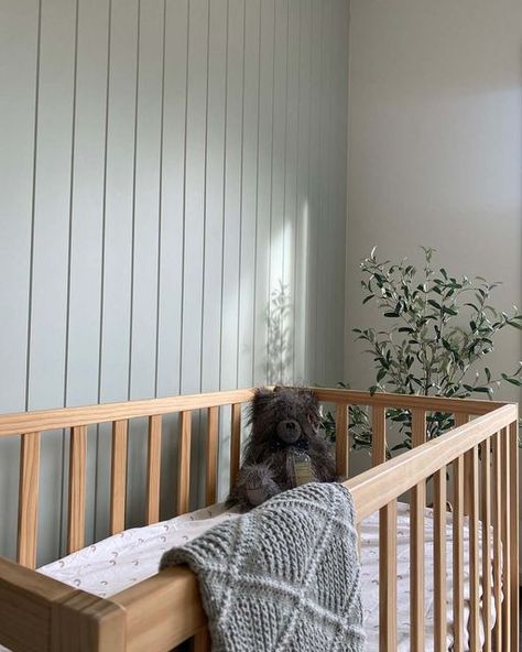 Nursery Green Panelling, Tongue And Groove Nursery, Painted Vj Panelling, Wood Panel Nursery Wall, Vj Panelling Nursery, Green Nursery Panelling, Wood Panel Nursery, Tongue And Groove Panelling Nursery, Beige Nursery Panelling