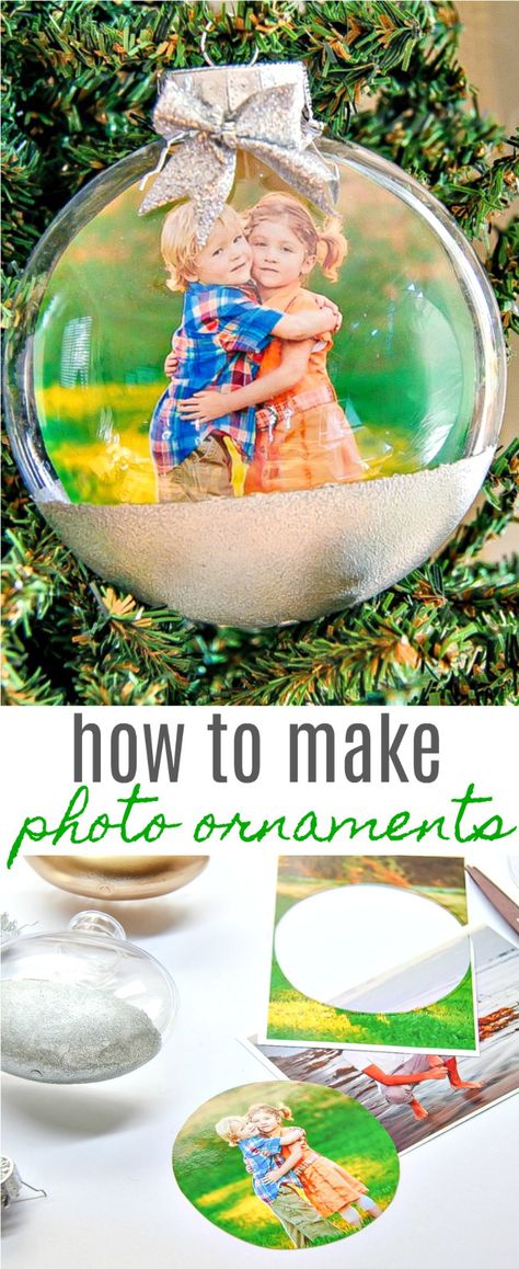 How To Put A Picture In An Ornament, Diy Picture Christmas Ornaments, Picture Ornaments Diy, Diy Picture Ornaments, Photo Ornament Craft, Ornaments For Kids To Make, Crafts Pictures, Diy Photo Ornaments, Picture Christmas Ornaments