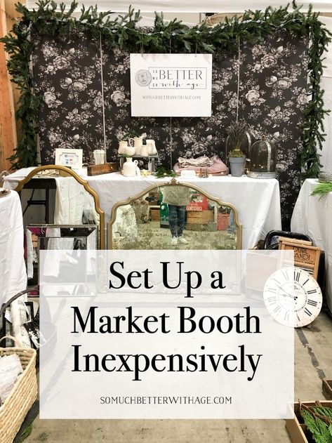 Permanent Booth Display, How To Set Up A Booth At A Craft Fair, Vintage Market Table Display, Vintage Craft Fair Booth Displays, Craft Show Table Cloth Ideas, How To Make Your Vendor Booth Stand Out, Small Craft Show Display, One Table Booth Set Up, Craft Show Booth Set Up