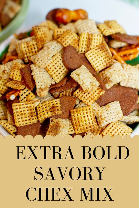 The Best Extra Bold Savory Chex Mix Recipe — Tiaras & Tantrums Bold Chex Mix Recipe, Savory Chex Mix, Savory Chex, Original Chex Mix, Chex Mix Original, Chex Mix Recipes Original, Original Chex, Party Mix Recipe, Puppy Chow Chex Mix Recipe