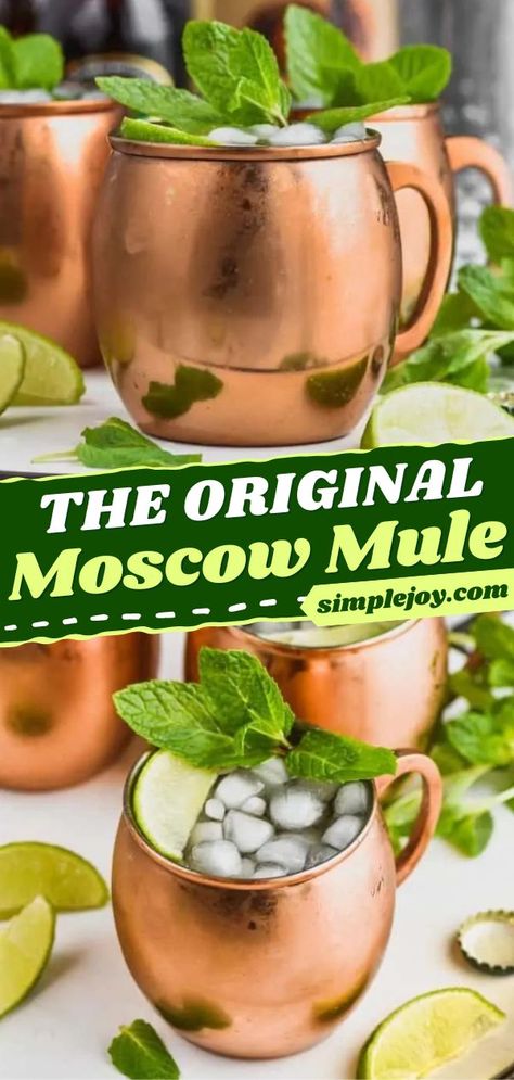 Learn how to make this Original Moscow Mule for your easy holiday drink ideas! This classic cocktail recipe is so popular and so easy to mix together. Pin this recipe! Gin Moscow Mule Recipe, Holiday Drink Ideas, Moscow Mule Recipe Classic, Moscow Mule Drink Recipes, Best Moscow Mule, Recipe With Ginger, Moscow Mule Drink, Best Margarita Recipe, Moscow Mule Cocktail