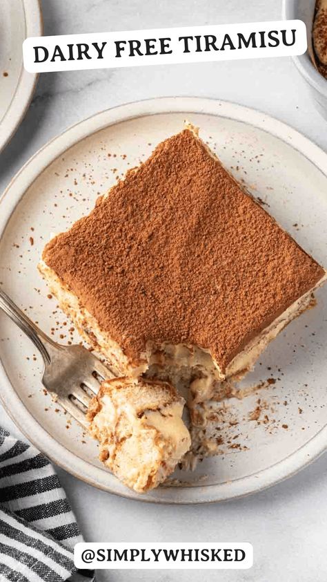 Made with classic ingredients like fresh espresso, Marsala wine and lady finger cookies, this dairy free tiramisu utilizes a few simple, dairy free ingredients to create a rich pastry cream that layers perfectly in this classic Italian dessert. Dairy Free Tiramisu, Lady Fingers Dessert, Lactose Free Desserts, Traditional Tiramisu, Dairy Free Deserts, Baked Corned Beef, Lady Finger Cookies, Vegan Tiramisu, Finger Cookies