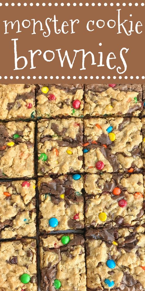 Milk Chocolate Brownies, Monster Cookie Dough, Chewy Chocolate Brownies, Cookie Brownies, Brownie Mix Cookies, Chocolate Brownie Cookies, Monster Cookie, Cookie Brownie Recipe, Peanut Butter Oats