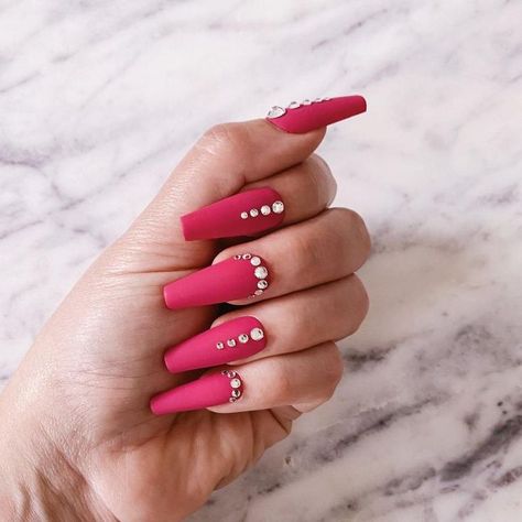 Bling Long Nails, Long Nails Coffin, Winter Nail Design, Pride Nails, Matte Pink Nails, Nails Matte, Hot Pink Nails, Diva Nails, Makeup Board