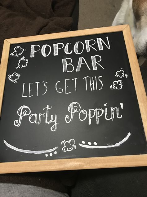 DIY Wedding popcorn Sign Popcorn Bar Chalkboard Sign, Popcorn Bar For Wedding Reception, Graduation Popcorn Bar Ideas, Popcorn Bar Sign Printable Free, Graduation Popcorn Bar, Popcorn Bar Graduation Party, Diy Popcorn Stand, Wedding Popcorn Bar Ideas, Popcorn Bar Birthday Party