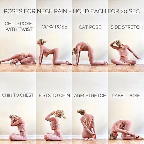 ⏩Here are some such #yoga #asanas which can be #beneficial in relieving neck pain. ⏩⏩Neck pain is a common complaint. ⏩⏩Neck #muscles can be inflicted by poor #posture - whether it is leaning on your #computer or #hunching over your work area. ⏩�⏩#Osteoarthritis is also a common cause of neck pain. ⏩⏩Rarely, #neck #pain can be a symptom of a more serious problem. ⏩⏩Seek medical care if you have numbness or loss in your #arms or #hands along with your neck pain, or if your #shoulder is #aching or Rabbit Pose, Cow Pose, Yoga Posen, Yoga Exercises, Easy Yoga Workouts, Pose Yoga, Poor Posture, Stretching Exercises, Yoga Photography