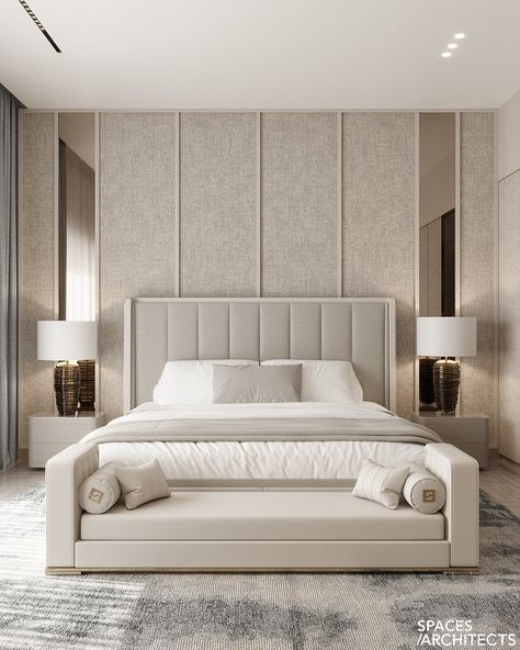 Master Bedrooms New Classic, Sofa In A Bedroom, Modern Bedroom Elegant, New Classic Bedroom Design, Neoclassical Bedroom Design, Bedroom Hotel Style, Luxury Guest Room, Behance Bedroom, Royal Luxury Bedroom Design