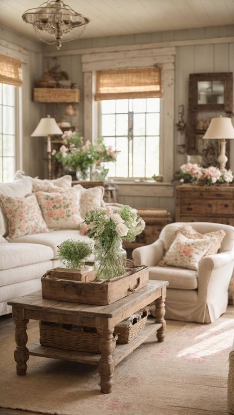 Modern Cottage Decor Living Room, French Country Cottage Living Room, Cottage Chic Living Room, Modern Cottage Decor, Country Cottage Living Room, Cottage Lounge, Cottage House Interior, Country Cottage Living, Lounge Table