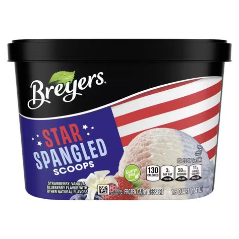 Breyers Ice Cream Americana 1.5 QT Breyers Ice Cream, Ice Cream Tub, Ice Cream Novelties, Ice Cream Business, Ice Cream Tubs, Dairy Desserts, Strawberry Blueberry, All Fruits, Fresh Cream