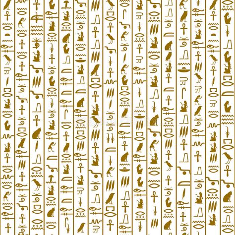 Seamless pattern with hieroglyphs vector illustration Egyptian Design Pattern, Ancient Egyptian Artwork, Ancient Letters, Egyptian Artwork, Egyptian Drawings, Egypt Hieroglyphics, Egypt Design, Egyptian Pattern, Ancient Egyptian Hieroglyphics