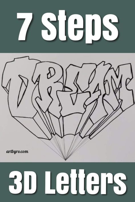 How To Write Graffiti Letters Step By Step, How To Shade Graffiti Letters, Easy Graffiti Letters, Draw Beginner, Draw 3d Letters, Graffiti Tutorial, Cool Fonts Alphabet, Step By Step Art, Easy Graffiti