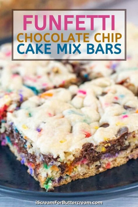 Funfetti Cake Mix Recipes, White Cake Mix Cookies, Cake Mix Chocolate Chip Cookies, Cake Mix Bars, Cake Mix Brownies, Cake Mix Cookie Bars, Boxed Cake Mixes Recipes, Cake Mix Desserts, Funfetti Cake Mix