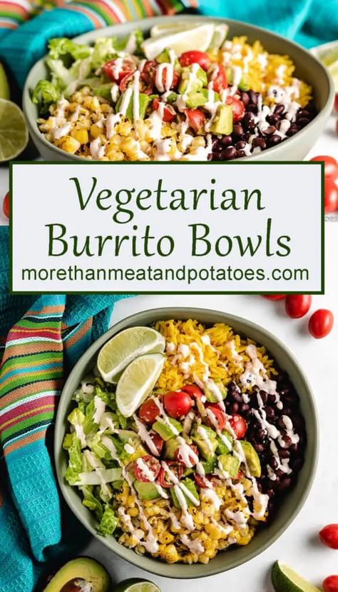 Chipotle Cream Sauce, Meatless Meals Healthy, Vegetarian Burrito, Rice Black Beans, Authentic Mexican Recipes, Vegetarian Recipes Dinner Healthy, Meatless Monday Recipes, Sauce Chicken, Burrito Bowls