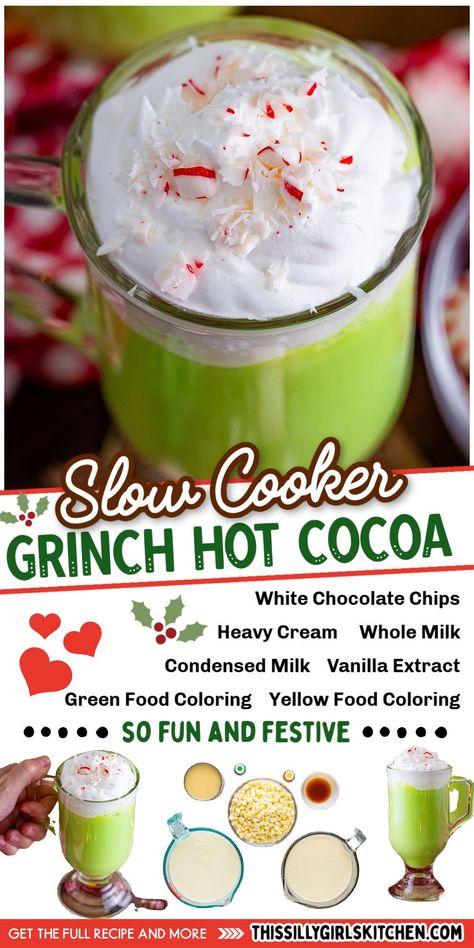 Grinch Themed Christmas Party For Kids, Grinch Hot Chocolate Bar, Christmas Snacks For Kids School Party, Grinchmas Food, Grinch Appetizers, Grinch Party Food, Grinch Hot Cocoa, Grinch Recipes, Grinch Treats