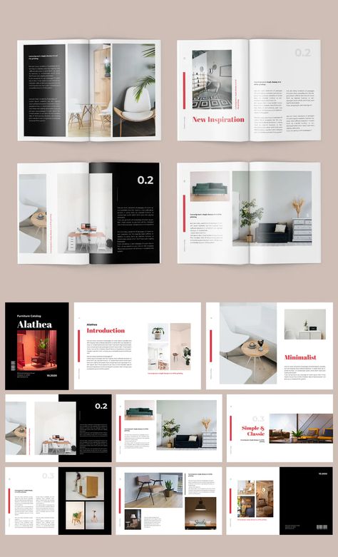 Furniture Magazine Template AI, INDD. 25 Pages Furniture Book Design, Furniture Catalog Design Layout, Furniture Magazine Design, Furniture Magazine Layout, Magazine Pages Design, Furniture Catalogue Design Layout, Book Layout Design Inspiration, Editorial Magazine Design, Layout Editoriale