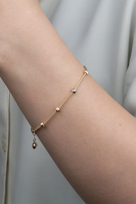 Buy 14K Gold Bracelet Popcorn Wristlet Dorica Balls Arm Band Online in India - Etsy Gold Bracelet For Women Modern, Gelang Emas Simple Elegant, Ball Bracelet Gold, Delicate Gold Bracelet For Women, Bracelate Design Gold For Woman, Modern Gold Bracelet For Women, Good Bracelets For Women, Simple Gold Bracelets For Women, Gold Bracelet Designs For Women