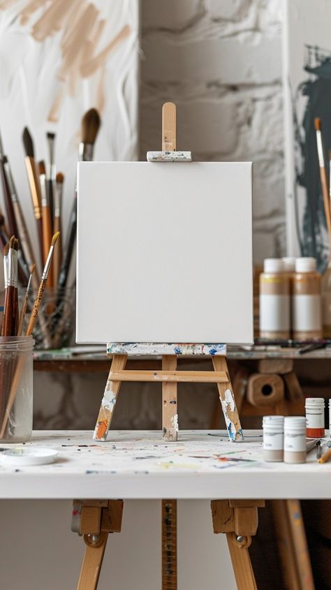 Free Artist's Blank Canvas Image | Download at StockCake Art Easel Aesthetic, Easel Photography, Atelier Aesthetic, Canvas On Easel, Canvas Stand, Workshop Painting, Arts Aesthetic, Frame Mockup Free, Collage Photo Frame Design