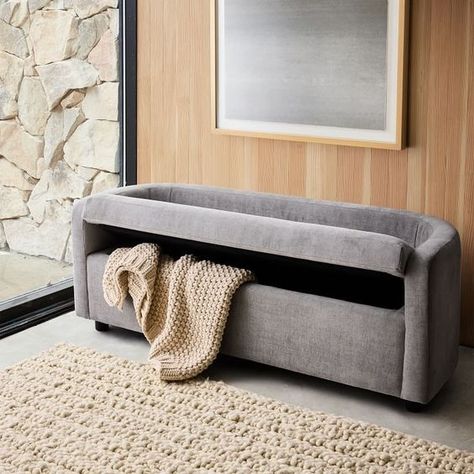 Toy Room Storage, Modern Storage Bench, Indoor Benches, Storage Bench With Cushion, Storage Bench Bedroom, Upholstered Storage Bench, Bedroom Bench, Concept Board, Interior Renovation