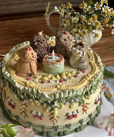 Cake Inspo Fondant, Vintage Style Cakes, Cake Inspiration Birthday, Best Deserts Ever, Vintage Desserts, Tårta Design, Vintage Pasta, Vintage Birthday Cakes, Torte Cupcake