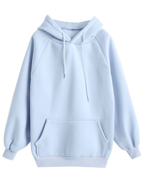 Raglan Sleeve Front Pocket Hoodie - LIGHT BLUE 2XL Light Blue Hoodie, Stylish Hoodies, Trendy Hoodies, Cute Sweatshirts, Cute Comfy Outfits, Hoodie Outfit, Blue Hoodie, Girls Fashion Clothes, Hoodies For Sale