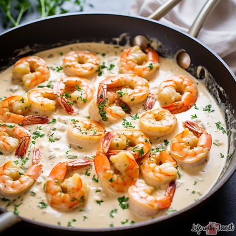 Creamy Garlic Shrimp Prepare to impress with this incredibly scrumptious Creamy Garlic Shrimp featuring Parmesan! This gourmet-level dish, drenched in an indulgent, buttery sauce, comes together in a flash—just under 20 minutes. It's the perfect way to elevate everyday ingredients into a meal that would make anyone think you're secretly a culinary master. Creamy Garlic Shrimp, Rustic Bread, Frozen Shrimp, Large Shrimp, Steamed Vegetables, Garlic Shrimp, Creamy Garlic, Garlic Sauce, Creamy Sauce