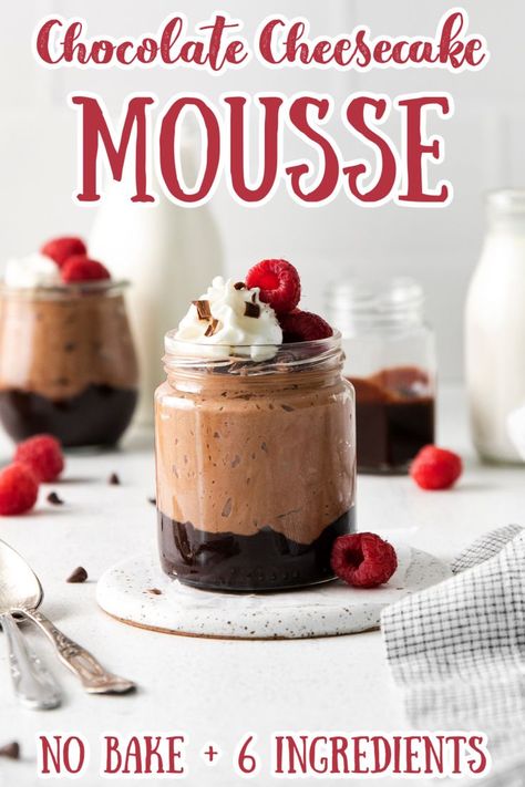 Chocolate Cheesecake Mousse No Bake, Chocolate Mousse Cake Cups, Chocolate Mousse Mini Desserts, Chocolate Mousse Dessert Ideas, Elegant Desserts Easy Simple, Chocolate Mousse Cheesecake Recipe, Chocolate Mouse Desert, Mini No Bake Desserts, Mousse Recipes Desserts