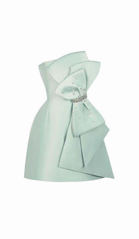 Dress For Mini Prom, Dress With Bow In The Back, Bow Dresses Women, Strapless Outfits, White Dress With Bow, Elegant Mini Dresses, Royalty Dresses, Back Bow Dress, Bows Dress