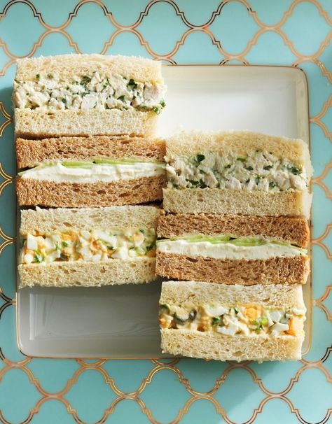 High Tea Sandwiches, Tea Party Sandwiches Recipes, Egg Sandwich Recipe, High Tea Food, Tea Sandwich, Tea Party Sandwiches, Tea Sandwiches Recipes, Tiny Foods, Creamy Eggs