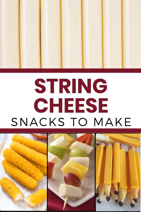 Unlock the delicious potential of string cheese! Explore various snacks and other recipes you can make with string cheese. Find inspiration on what to create using this versatile ingredient. Get ready for cheesy goodness! Christmas String Cheese, Cheese Stick Snacks, String Cheese Snacks, Recipes With Cheese Sticks, Recipes With String Cheese, String Cheese Recipes, Cheese Kabobs, Quick Healthy Snacks, Savory Cheese