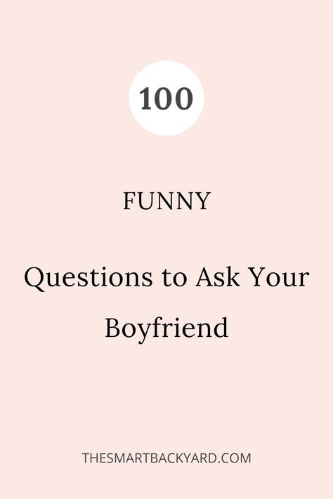 Having fun with him? How about you add these funny questions to ask your boyfriend into the mix? Getting To Know You Questions Dating Relationships, Awkward Questions To Ask Your Boyfriend, Questions About Me To Ask Friends, Random Questions For Boyfriend, Funny Questions To Ask Your Partner, Bf Quiz Questions, Meaningful Questions To Ask A Guy, Sweet Questions To Ask Your Boyfriend, Fun Questions To Ask Your Boyfriend Funny