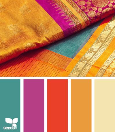 Silk Brights color palette #diwali (photo courtesy: design-seeds) #FireAndRain Indian Colours, Palette Design, Colors Schemes, India Colors, Orange Design, Color Palate, Design Seeds, Color Stories, Bedroom Colors