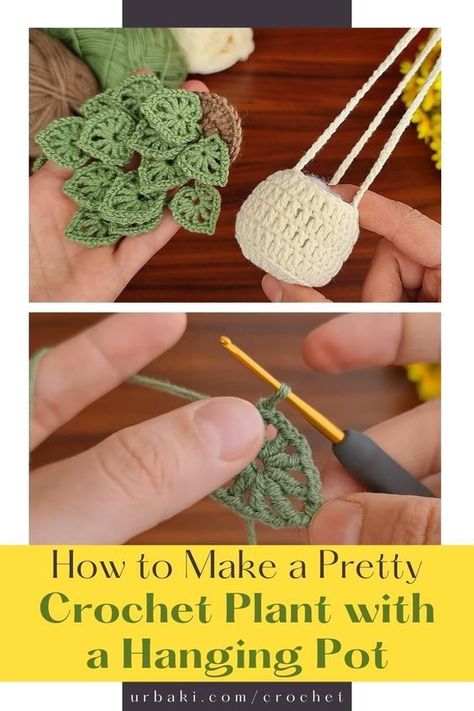 Crochet For Plant Lovers, Crochet Flower Hanger, Crochet Projects For Home Decor, Crochet Succulent Car Hanger Pattern, Tiny Crochet Plant, Crochet Gift Projects, Cute Free Crochet Patterns Easy, Mini Hanging Plant Crochet Pattern Free, Crochet Hanging Plant Tutorial