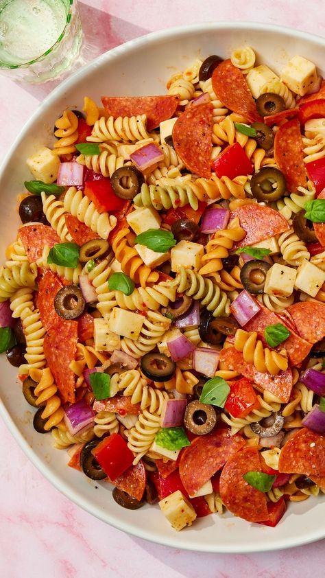 Pasta Salad With Mini Pepperoni, Pepperoni Salad, Tortellini Pepperoni Pasta Salad, Pasta Salad With Pepperoni And Salami, Italian Pasta Salad With Pepperoni, Pepperoni Pasta Salad, Blt Pasta Salad Southern Living, Tangy Salad Dressing, Bean Pasta Recipes