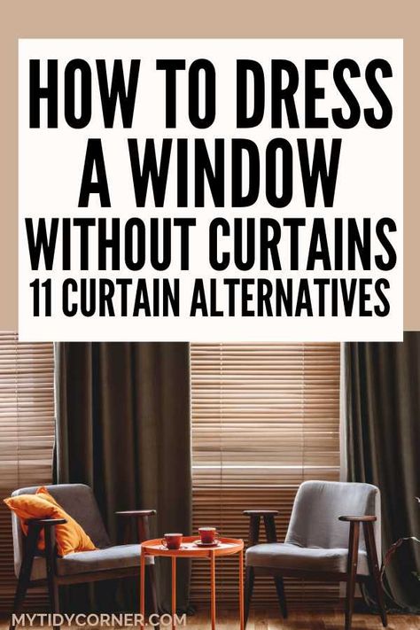 how to cover windows without curtains Curtain Replacement Ideas, Blinds No Curtains, Curtain Substitute Ideas, Blind Cover Ideas, No Curtains Bedroom, Non Fabric Window Treatments, Curtains For Weird Windows, Warm Door Curtain, Odd Window Treatments