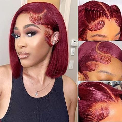 Lace Frontal Bob, Kort Bob, Short Bob Cuts, Bob Cut Wigs, Corte Bob, Bob Lace Front Wigs, Straight Bob, Lace Front Human Hair, Burgundy Lace