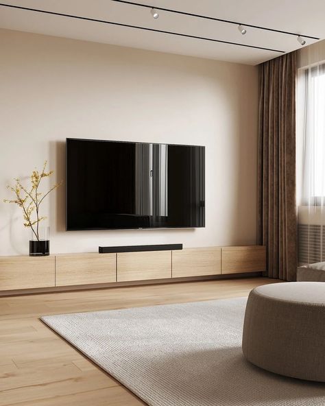 From the color scheme to the décor, we tell you how to decorate a minimalist living room so that it is cozy and comfortable. Japandi Living Room Tv, Tv Cabinet Wall Design, Room Minimal, Tropical Living Room, Japandi Living Room, Japandi Interior Design, Feature Wall Design, Living Room Wall Units, Living Room Tv Cabinet