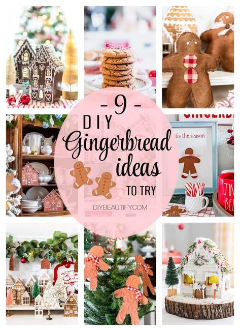 Gingerbread lovers will enjoy this roundup of fabulous gingerbread crafts and seasonal DIY projects. Add a little gingerbread magic to your home this Christmas! Find all the inspiration and tutorials at diybeautify.com #diy #craft #gingerbread Gingerbread Diy Crafts, Gingerbread Christmas Decorations, Christmas Craftivity, Gingerbread House Craft, Ginger Bread House Diy, Diy Gingerbread, Gingerbread Ideas, Gingerbread Christmas Tree, Gingerbread Decor